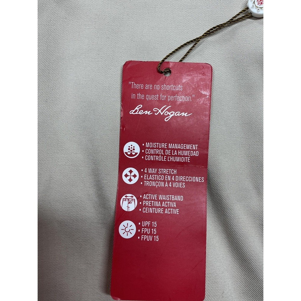 Ben Hogan Pants Mens 42x32 Beige Golf Trousers Stretch Moisture Wicking UPF 15 - Picture 3 of 8